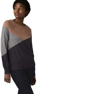 Prana Havaar Color Block Organic Cotton Wool Blend Sweater in Magnet Grey Medium